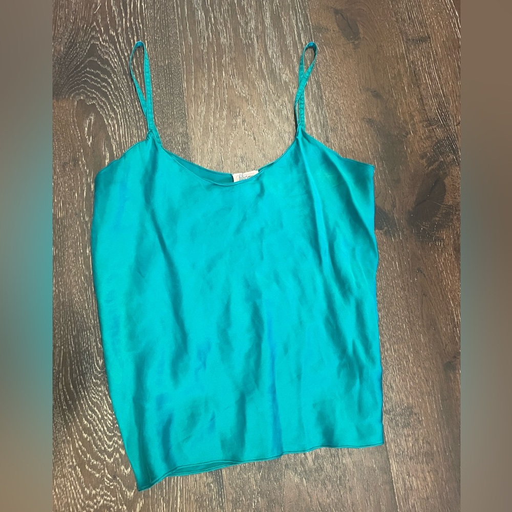 Vintage teal silk tank top - BOGO